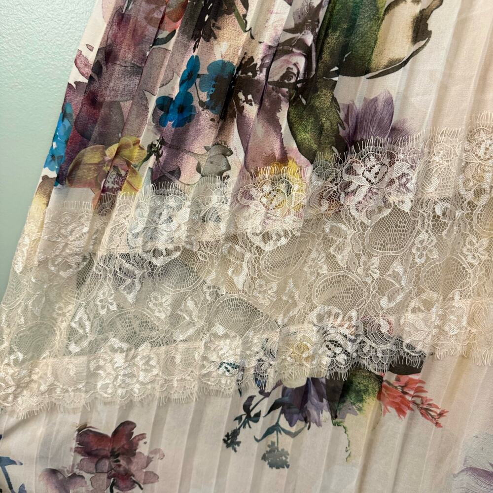 Little Mistress Maxi Dress 6 Light Pink Floral Feminine Romantic Boho Lace Trim - Picture 9 of 12